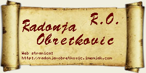 Radonja Obretković vizit kartica